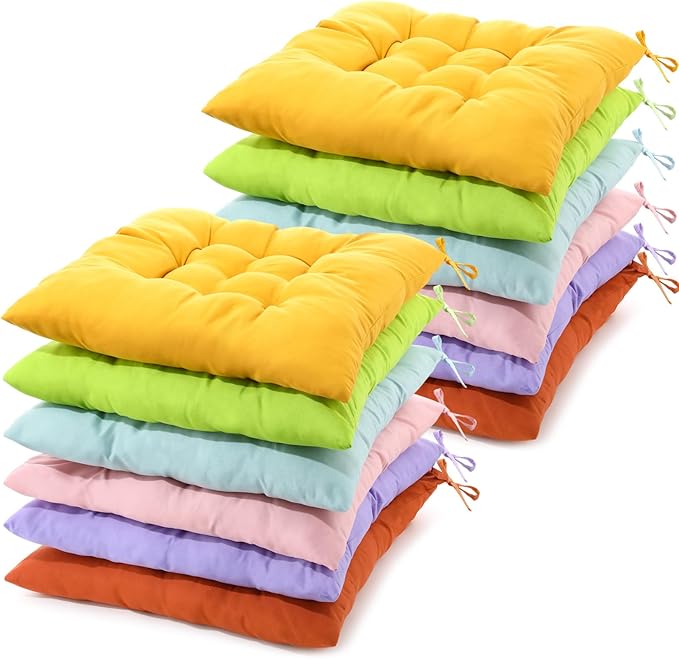 Geetery 12 Pcs Floor Pillows Bulk Seating Cushions for Floor Chair 15.7'' Large Meditation Cushion for Yoga Living Room Tatami Bedroom Balcony Office (Candy Color,Square)