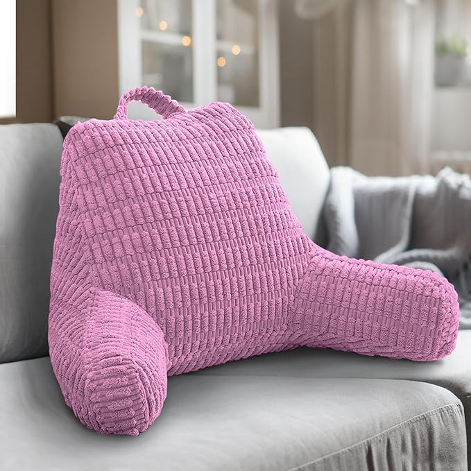 Reading Pillows for Sitting in Bed Adult, Back Rest Pillow for Sitting Up in Bed and Couch, Back Support Chair Pillow Support for Adult Backrest Pillows for Reading (Pale Pink 21 Inch)