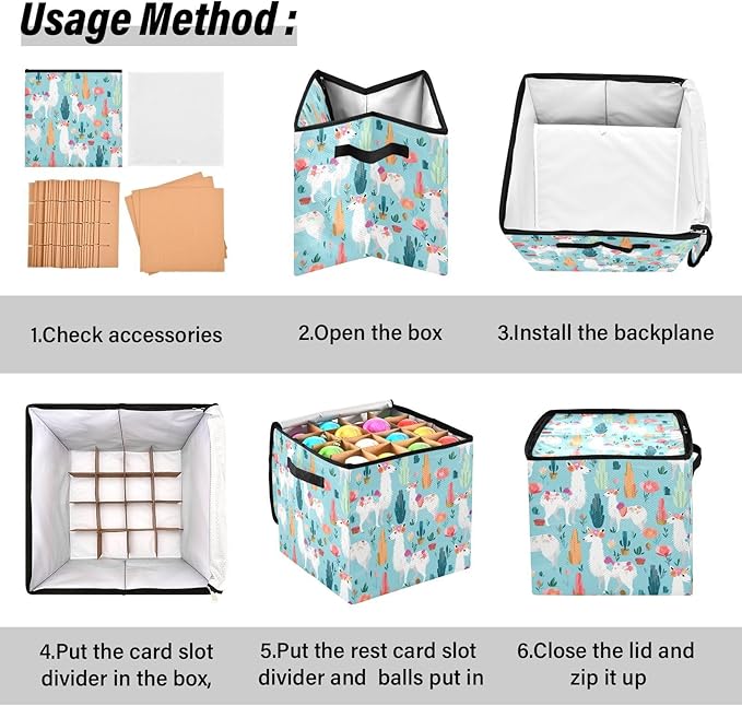 Kigai Alpaca Christmas Ornament Storage Box with Zipper & Adjustable Dividers Holiday Ornament Organizer Xmas Storage Container, 64 Balls