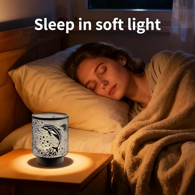 Battery Operated Table Lamp, Cordless Lamps for Home Décor, Nightlight with LED Bulb with Timer for Living Room Bedroom Tabletop Entryway Centerpiece Gift (Dolphin)