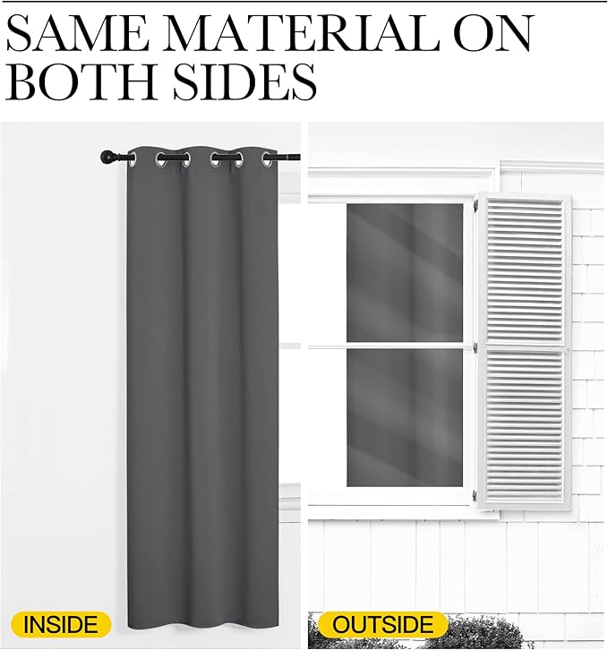 NICETOWN Bedroom Blackout Curtains Panels, 1 Pair, 55 inches by 94 Inch, Grey, Triple Weave Energy Saving Thermal Insulated Solid Grommet Blackout Draperies for Patio