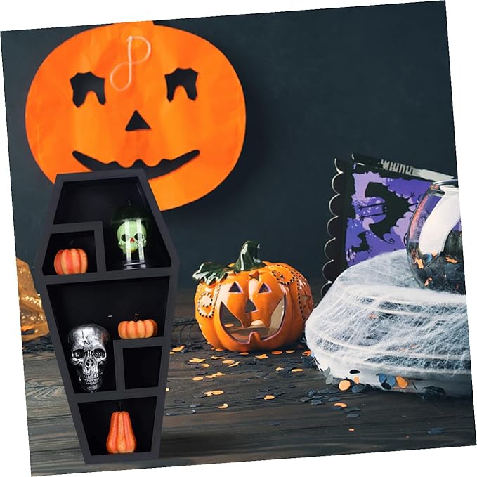 Vaguelly Creative Gothic Coffin Storage Rack Lightweight Organizer for Horror Decor Sundries for Halloween Parties Casket Shelf for Decor