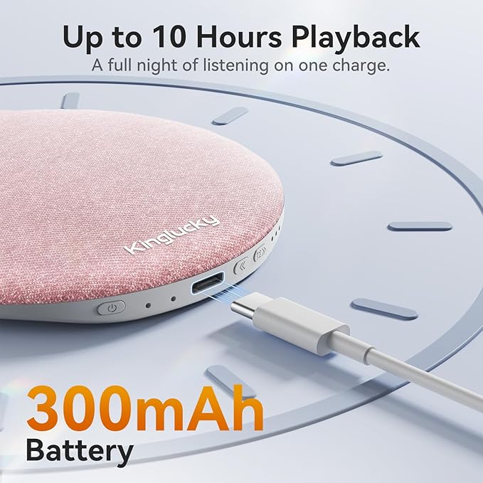 Kinglucky Pillow Speaker for Sleeping, Mini Bluetooth Speaker Under Pillow with Built-in Pink Noise White Noise Sound Machine for Sleeping, Headphone-Free Sleep Speaker for Side Sleeper Pink
