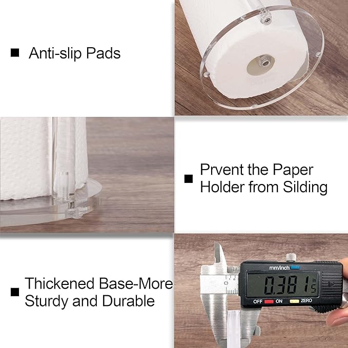 Acrylic Paper Towel Holder, Premium Stand for Kitchen Organize, One-Handed Manipulation Countertop Roll Paper Dispenser (DP014)