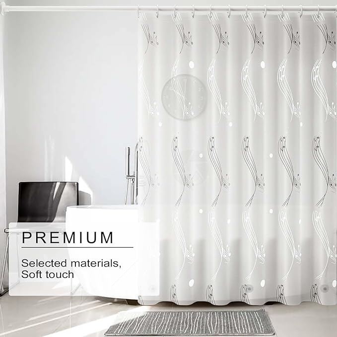TIKABC Blue Shower Curtain Liner, 4G PEVA Shower Liner, Plastic Peva Waterproof Shower Curtains, 72x72 inch with Grommet Holes 3 Magnetic Weights