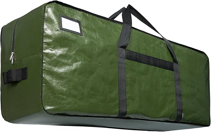 HOMEST Christmas Tree Storage Bag, Fits for 7.5-9 ft Xmas Artificials, Zippered Bag with Reinforced Carrying Handles, Green (Bag Only）