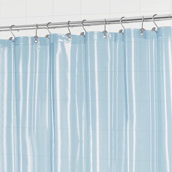 Barossa Design Extra Long Clear Blue Shower Curtain Liner with 3 Magnets - 72" x 84" XL, Waterproof PEVA Lightweight Shower Liner for Bathroom, PVC Free, Metal Grommets - Clear Blue, 72x84