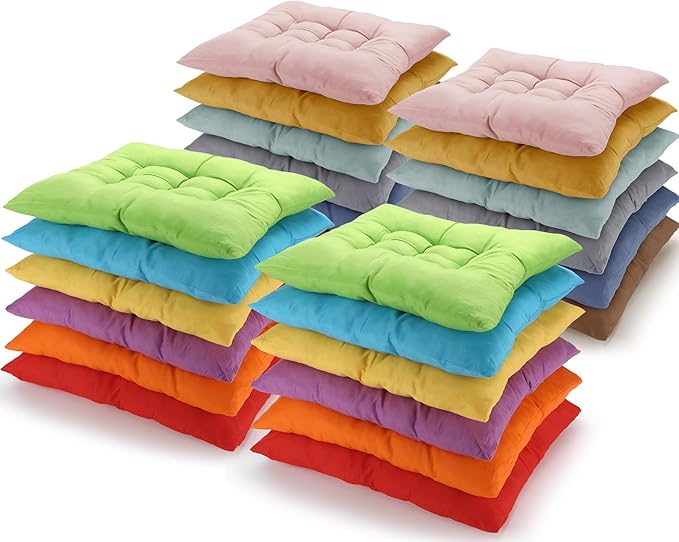 Geetery 24 Pcs Floor Pillows Bulk Seating Cushions for Floor Chair 15.7'' Large Meditation Cushion for Yoga Living Room Tatami Bedroom Balcony Office (Bright Color,Square)