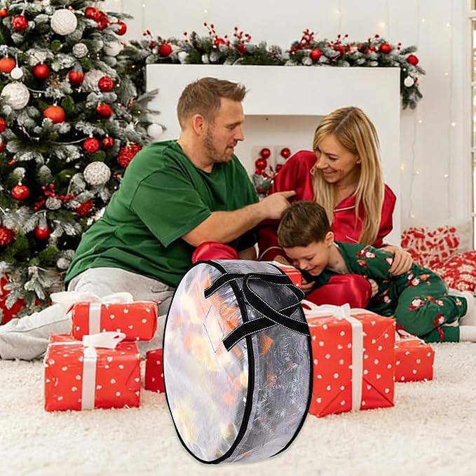YAYODS 6 Pack Wreath Storage Container 30 Inch Christmas Wreath Storage Bag, Heavy Duty Christmas Wreath Boxes with Clear Window for Xmas Holiday Seasonal Wreath Garland (Black)