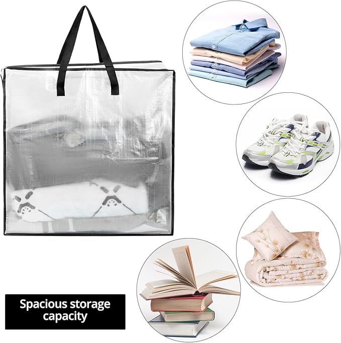 QWORK Moving Storage Bags, 5 Pack Heavy-Duty Wreath Storage Bag - 25 Gallon Capacity, Wreath Comforter Blankets Storage Bag