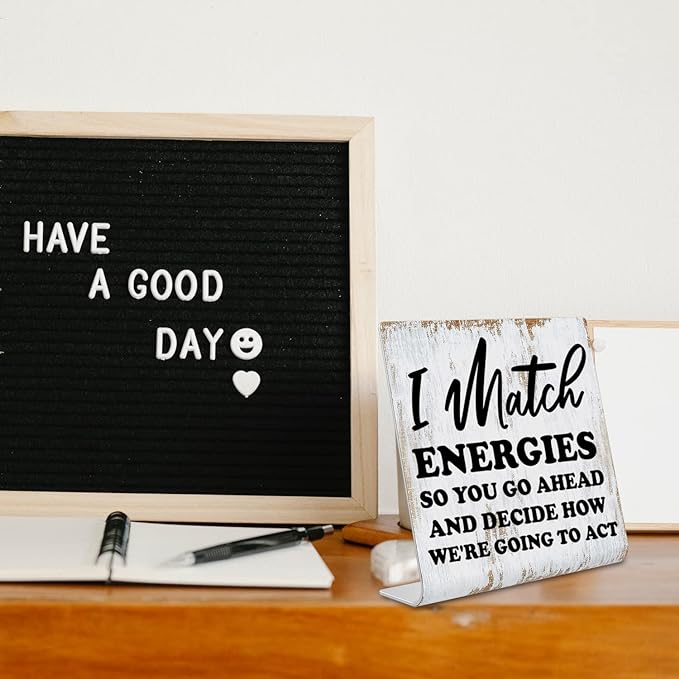 Funny Desk Signs for Women Men Office, Work Humor Decor Cubicle, Office Shelf Table Desk Decor for Cowoker Friends Sister Manager, Sarcastic Work Stress Relief White Elephant Gift Idea dksg3