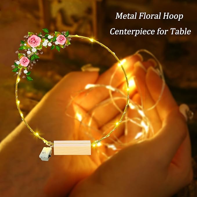 Centerpiece Table Decorations 10Pcs 12 Inch,Metal Floral Hoop Wedding centerpieces for Tables with Lights.Wreath Gold Hoop Rings for Home Decorations Wedding Table Decorations and Party Table Decor.