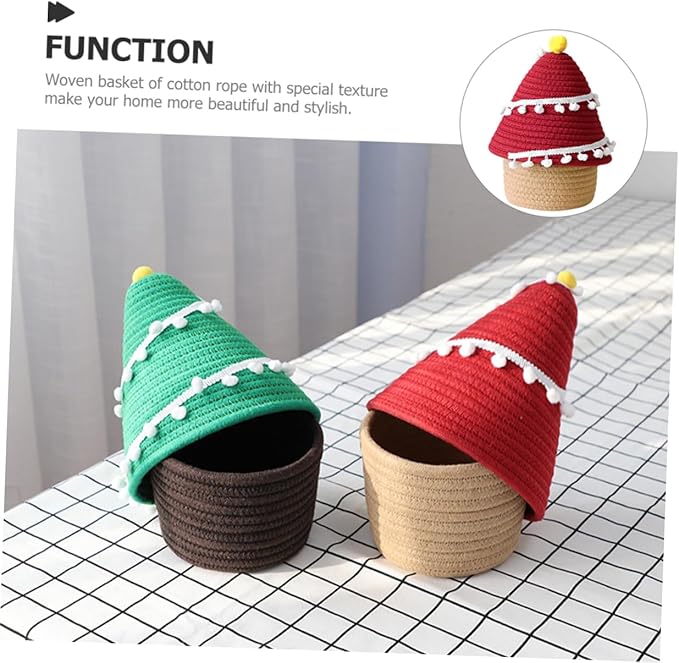 SOLUSTRE Cartoon Christmas Tree Storage Basket Thread Decorative Organizer for Toys and Sundries for Holiday and Everyday Use Lightweight and Stylish Design