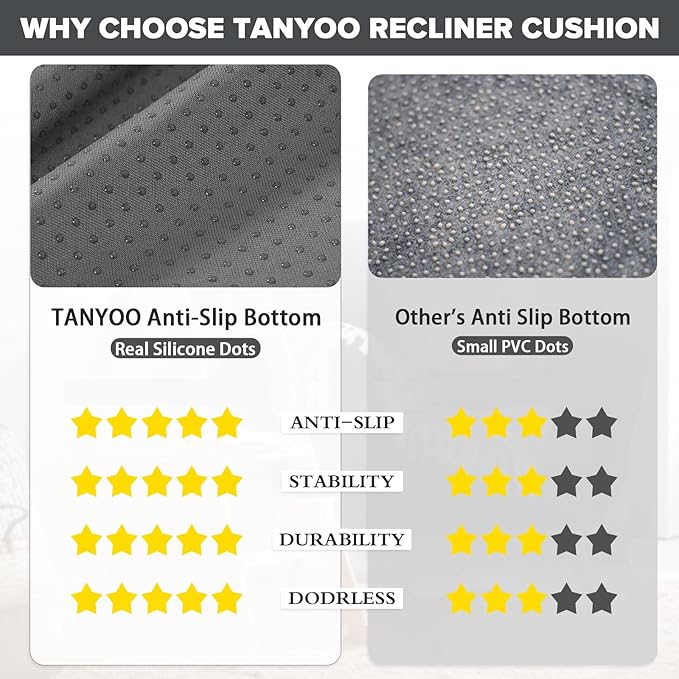 TANYOO Recliner Cushion for Elderly - Patented Dual Seat Cushion for Sagging Recliner Replacement Booster Cushion for Easy Get Up from Chair, Sofa & Couch, Relieves Long-Sitting Pain 20x20x4 Brown
