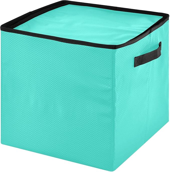 Turquoise Teal Blue Christmas Ornament Storage Basket Box Holiday Storage Container Cube with Adjustable Dividers for 64 Holiday Ornaments or Decorations Keeps Clean and Dry for Next Season