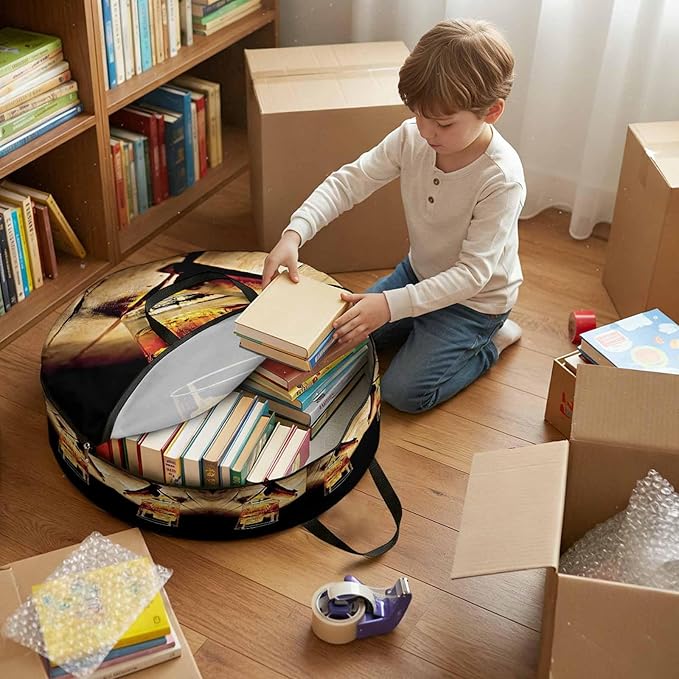 Storage Bag Whisky Glass Round Storage Totes Bins Closet Organizers with Zippers & Handle Wine Cigarettes Wood Clothes Storage Container for Bedroom Dorm Space Saving Packing Supplies Moving Bags