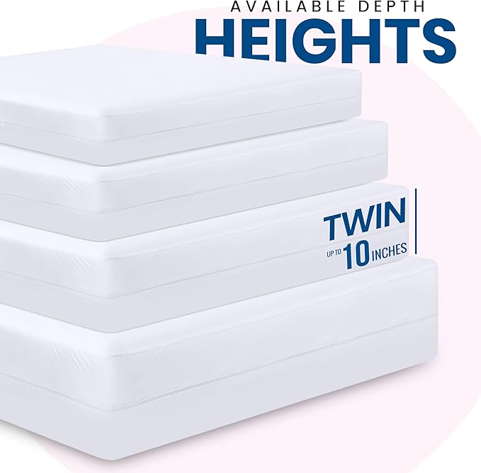 Utopia Bedding Premium Waterproof Bed Bug Mattress Cover, Twin Zippered Mattress Protector, 10 Inches Deep, Dust Mite Proof 6-Sided Mattress Encasement for Bed (Pack of 10)
