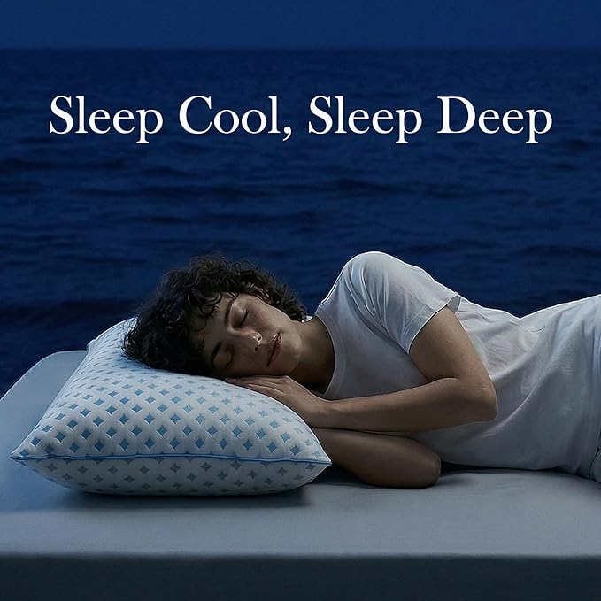 Pillows Standard Size Set of 2 for Sleeping, Cooling Adjustable Memory Foam Pillows, Dual Fill Design Helps Maintain Shape, Breathable Washable Cover