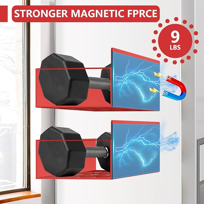 SMRCAD Magnetic Spice Rack for Refrigerator Seasoning Organizer for Spice Fridge Shelf storage Magnetic Shelf with Hook for Oven (RED, 4pack)