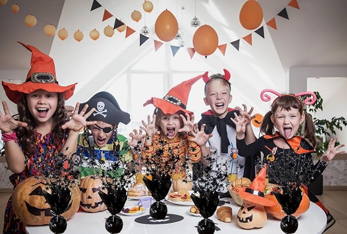 FUBININA 6 Pack Halloween Table Centerpieces Party Table Decoration Metallic Foil Spray Centerpiece Star Black Decor Indoor for Birthday Wedding Anniversary Graduation Holiday Party Supplies