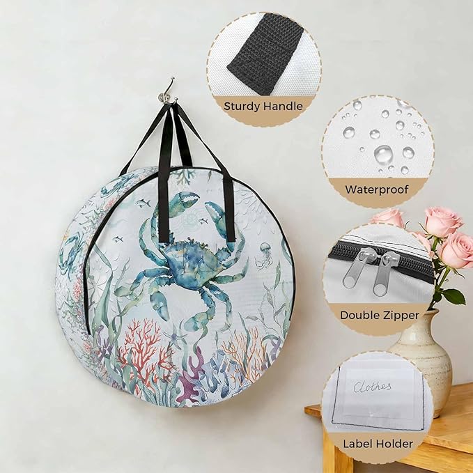 Storage Bag Round Storage Totes Bins Closet Organizers with Zippers & Handle Clothes Storage Container for Bedroom Dorm Space Saving Packing Supplies Moving Bags