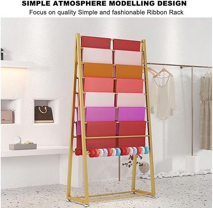 Double-Sided Wrapping Paper Ribbon Rack, Flower Wrapping Paper Storage Rack, Scarf Shelf, Floor Rack with Removable Crossbar, Suitable for Florists, boutiques(White,100 * 170cm/39.4 * 67in)