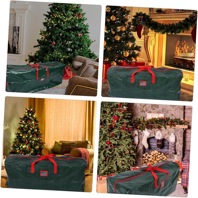 PRETYZOOM Christmas Tree Storage Bag Large Capacity Zippered Container for Holiday Tree Pet Material Easy to Carry Handles