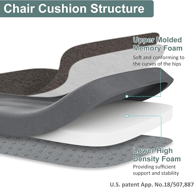 Shinnwa Seat Cushions for Dining Room Chairs 6 Pack, Patented Design Memory Foam Dining Chair Pads with Ties and Washable Cover, Set of 6, 17" x 16" x 2", Dark Brown