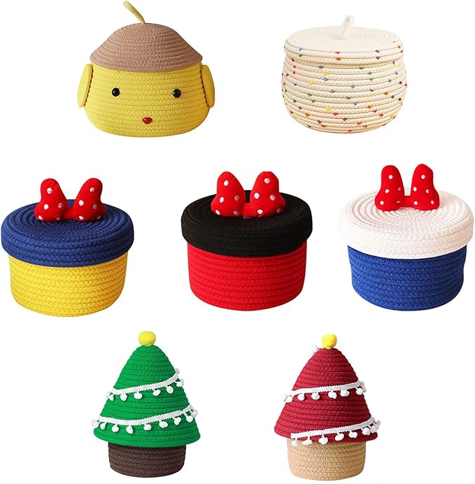 Cotton Thread Christmas Tree Storage Basket with Organization for Snack Makeup Toy Holder