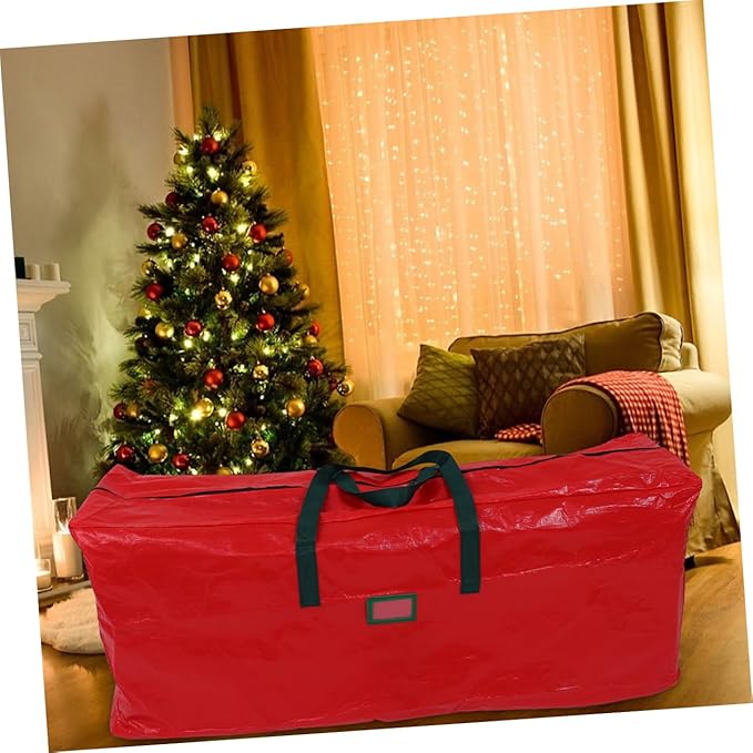 PRETYZOOM Christmas Tree Storage Bag Zippered Organizer Carry Handles for Fits up to Disassembled Xmas Tree and Holiday Decorations Design