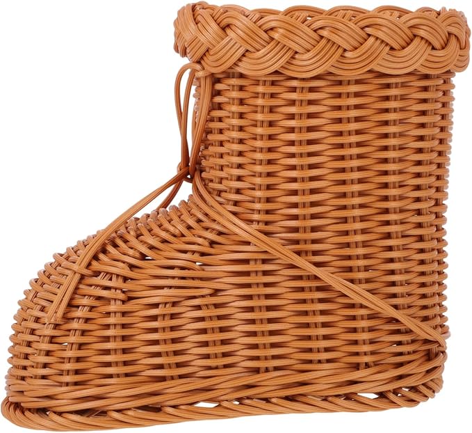 Zerodeko Imitation Rattan Woven Storage Basket Flower Holder Creative Tea Color Design Decorative Household Organizer for Home and Christmas Decoration