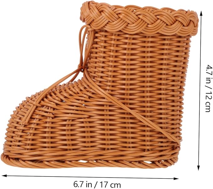 Zerodeko Imitation Rattan Woven Storage Basket Flower Holder Creative Tea Color Design Decorative Household Organizer for Home and Christmas Decoration