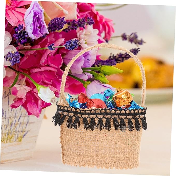 SHOWERORO 5pcs Miniature Flower Holder Bags for Wedding Parties Decorative Candy Storage Pouches Versatile Little Baskets with Handles for Festivals and Celebrations
