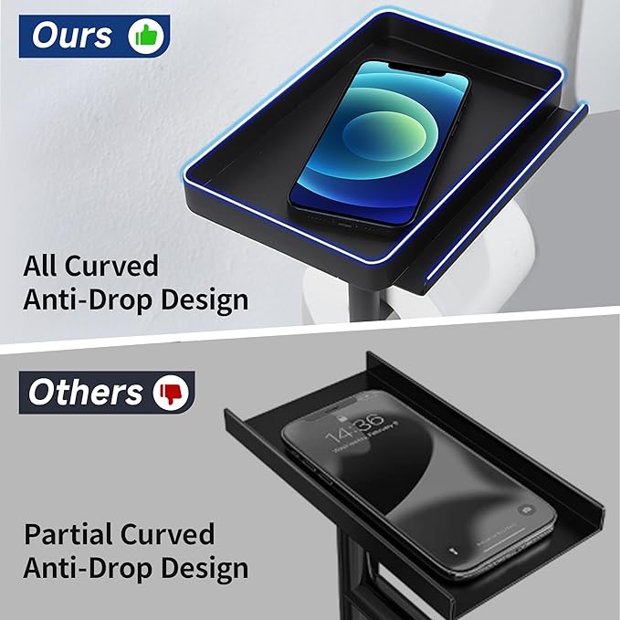 Toilet Paper Holder with Phone Stand - Extra Heavy Duty Marble Base Toilet Paper Holder Free Standing Built in Wet Wipe Holder