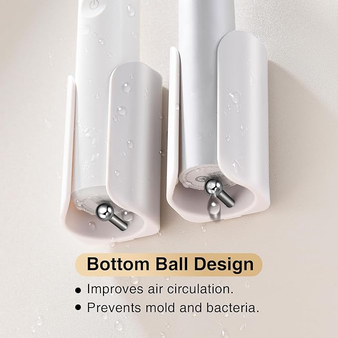 Electric Toothbrush Holder for Bathroom, Wall-Mounted Toothbrush Stand with Self-Adhesive, Compact Bathroom Caddy for Electric Toothbrushes (White-2pcs)