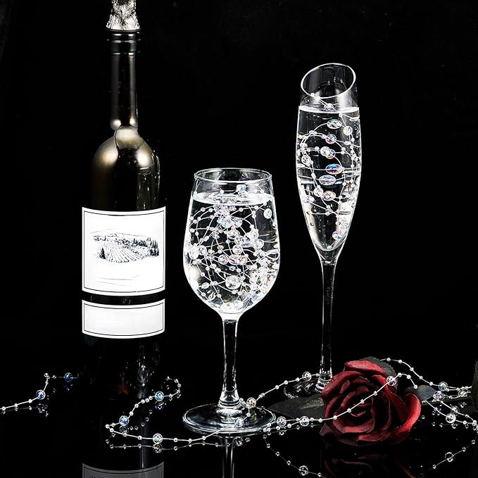 Tondiamo 24 Pcs Artificial Pearl String for Floating Candle Faux Pearls Beads String Garland Centerpiece Decoration for Vases Filler Wedding Spring Holiday Party Decor(Dazzling Color)