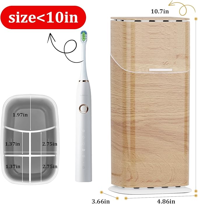 GFWARE Wood Toothbrush Holders - Enclosed Electric Toothbrush Holders for Bathrooms with Cover, Dustproof Toothbrush Holder with Lid, Covered Toothbrush Holder