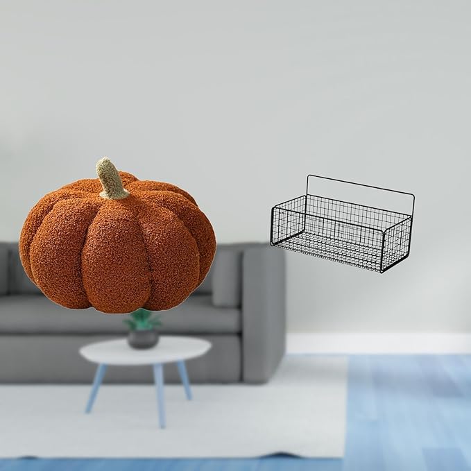 Fenteer Halloween Pumpkin Storage Basket Iron Organizer Decorative Cushion Wire Hanging Container Suitable for Living Room Bedroom Bathroom