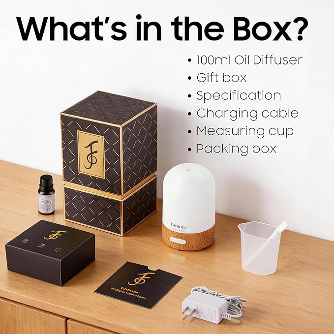 Essential Oil Diffuser for Home, Ultrasonic Cool Mist Air Aromatherapy Humidifier, Mini Scent Air Machine Portable Diffuser with Changing Lights & Auto Shut-Off for Home Bedroom Office Yoga(<25dB)