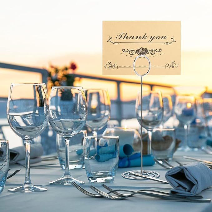 Hoewina 10Pcs Place Card Holder, Table Number Holders, Wire Picture Holder, Table Card Holders Stand, Photo Holder for Centerpieces, Wedding Reception, Party, Birthday (Silver)