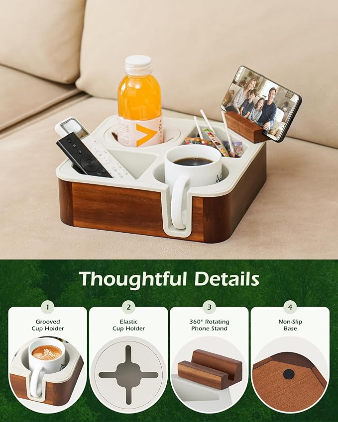 Acacia Wooden Couch Caddy Slotting (Black)
