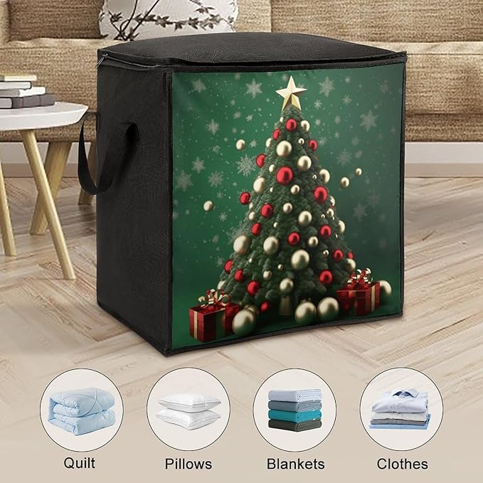 Round Ball Christmas Tree Storage Bag Quilt Storage Bag with Sturdy Zippered Fashion Breathable Closet Organizer Storage Boxes with Carry Handles for Blanket Pillow Bedding