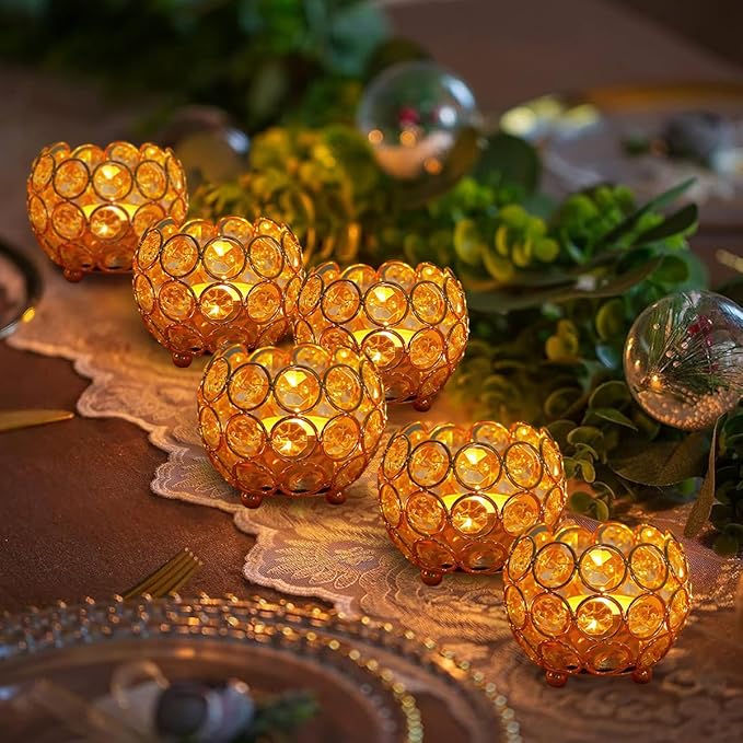 Set of 16 Crystal Bowl Tealight Holders for Wedding Centerpieces,Gold Votive Candle Holders for Party,Home Shower Decorations, Flower Vases Candle Centerpiece for Dining Table Decor