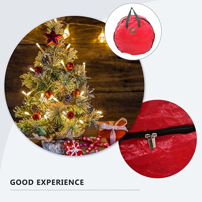 Garneck 3pcs Double Layer Wreath Storage Bag Zippered Container with Handles for Christmas and Wedding Garland Organization Design for and Use