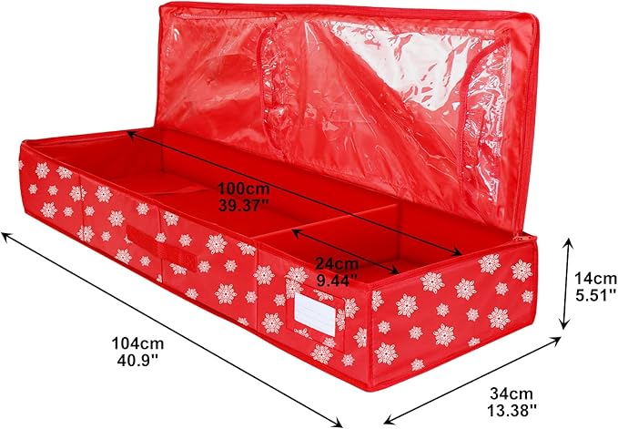 Christmas Wrapping Paper Storage Organizer, Gift Wrap Storage Bag with Pockets,600D Heavy Duty Underbed Gift Wrap Organizer Fits for Holiday Accessories Ornaments (Large)