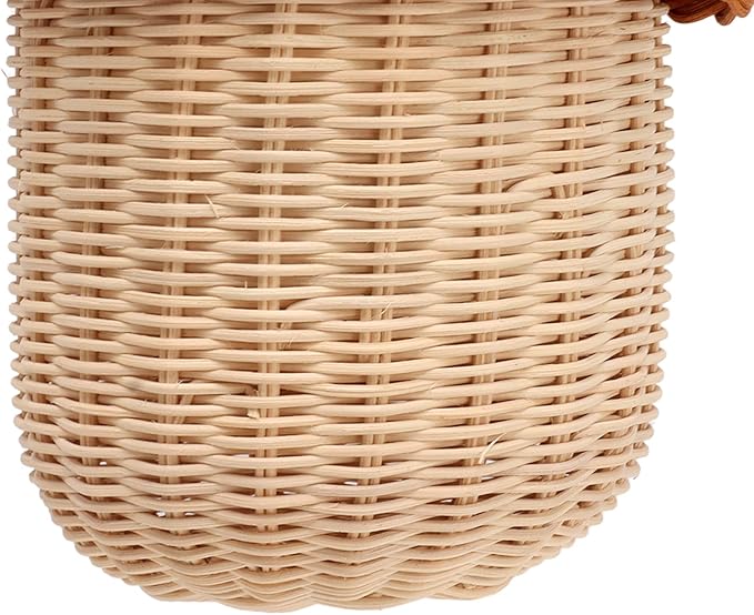 Hanging Baskets Rattan Storage Basket Handmade Photography Props Acorn Shaped Home Decorative for Girls Rattan Basket Bag Kids (Large Handbag)