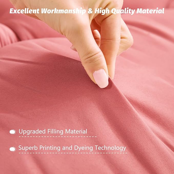 MAXYOYO Japanese Floor Mattress Futon Mattress, Thicken Sleeping Pad Foldable Roll Up Floor Futon for Adults Tatami Mat Dormitory Couch Lounger, Pink, Full Size