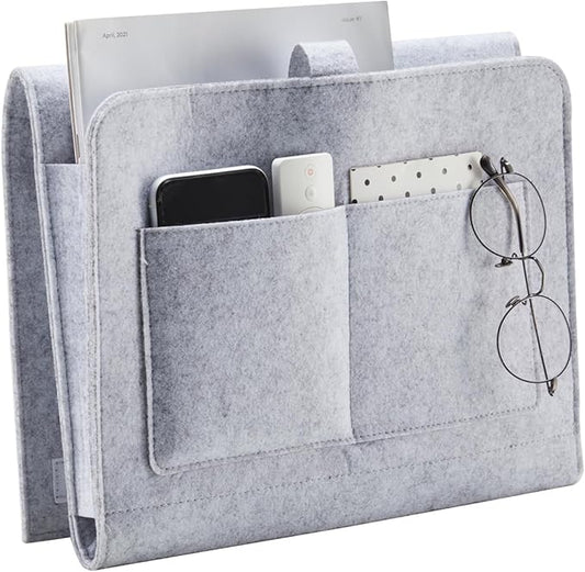 YOUDENOVA Bedside Caddy, Bedside Organizer for Dorm Room, Bunk Bed, Light Grey
