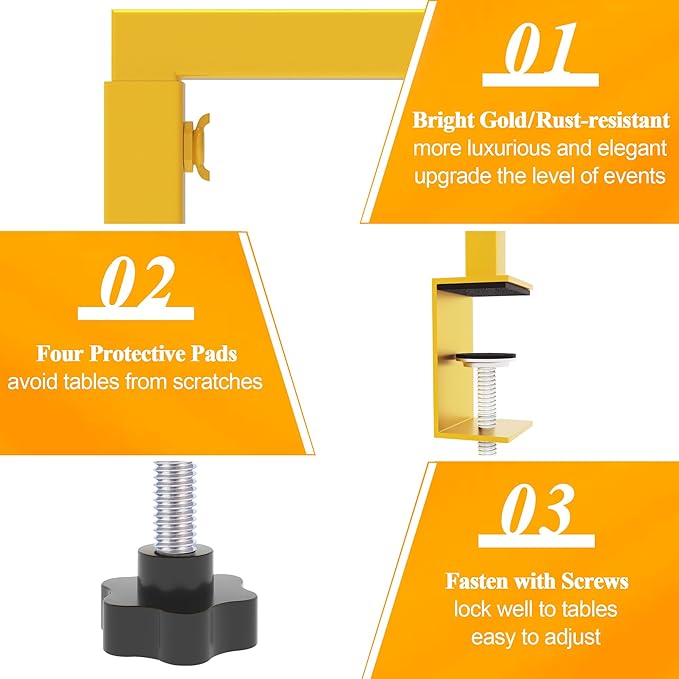 Over The Table Rod Stand with Clamps Adjustable 13''-42'' Tall 29"-98" Length Set of 2 Gold Table Arch Hanging for Wedding Birthday Party Halloween Christmas Decoration