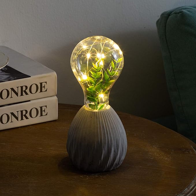 walsport Table Lamp Edison Bulb Night Lights, Concrete Cement Grey Base Nightstand Bedside Lamp, Industrial Minimal Style for Cafe Shop Home Decor Christmas Birthday Gift